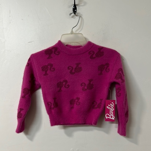 Barbie Pink Cropped Sweater with Long Sleeves - Picture 1 of 2